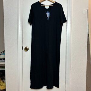 Vintage The Quacker Factory Sequin Seahorse  T Shirt Dress Large